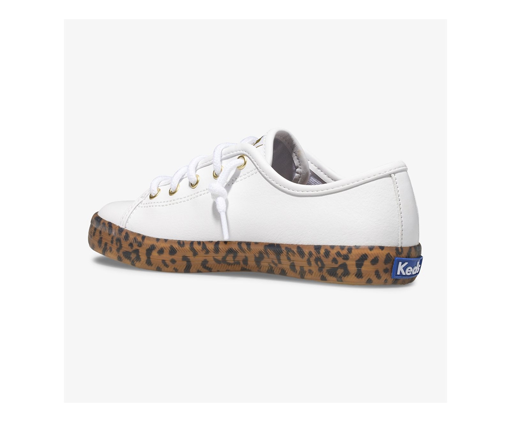 Zapatillas Keds Niños Blancas - Kickstart Leopard Foxing - 631-HBMCTY